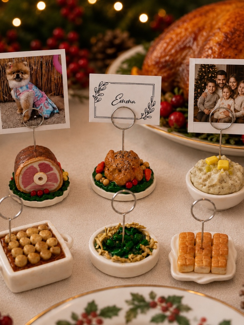 Thanksgiving/Christmas Dinner Place Card & Photo Holder | Handmade Set of 6